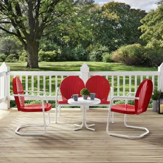 Griffith 4pc Outdoor Conversation Set - Bright Red - Crosley image {4}