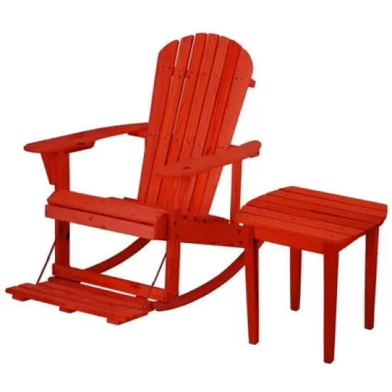 Jiallo Zero Gravity Collection Red Adirondack Rocking Chair with Built-in Footrest image {3}