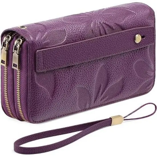 Ladies' clutch bag with anti-theft wrist strap,leather wallet,large-capacity credit card holder,handle-style carry strap image {8}