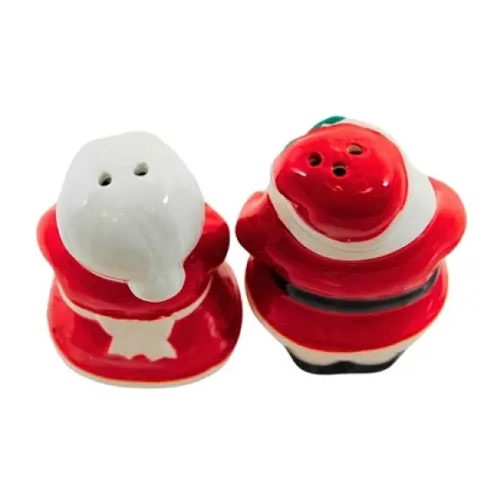 Transpac 3.5 Inch Santa & Mrs. Claus Salt & Pepper Set Christmas Salt And Pepper Shaker , Holiday Ho Ho Ho Glasses (2PC) image {1}