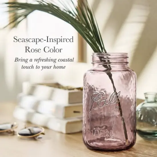 Ball 32oz 4pk Glass Regular Mouth Rose Vintage Mason Jar with Lid and Band: Pink Canning Jars, Dishwasher-Safe image {11}