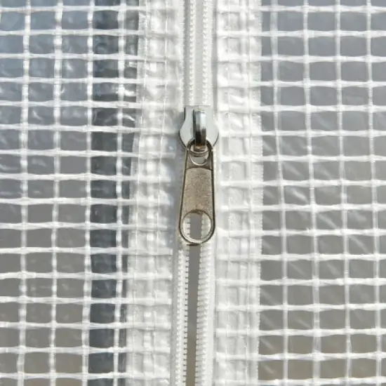 Outsunny 10' x 7' x 7' Walk-in Tunnel Greenhouse, Outdoor Plant Nursery with Quality PE Cover, Zipper Doors and Mesh Windows, White image {5}