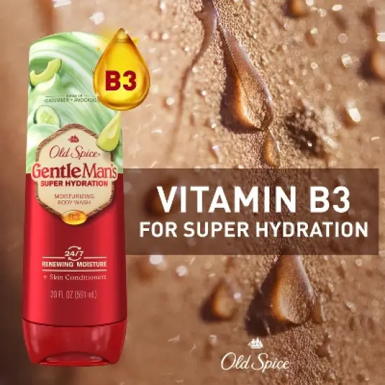 Old Spice Super Hydration Body Wash GentleMan's Blend for Deep Cleaning and 24/7 Renewing Moisture - Cucumber & Avocado Oil - 20 fl oz image {6}
