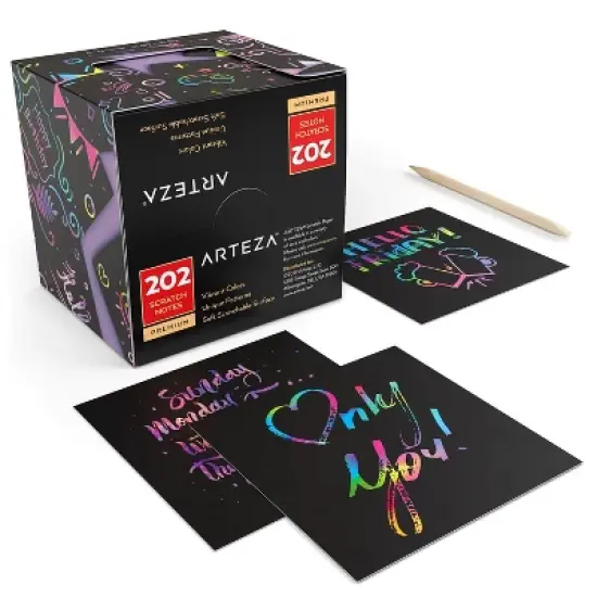 Arteza Scratch Notes, Rainbow - 202 Pack image {4}