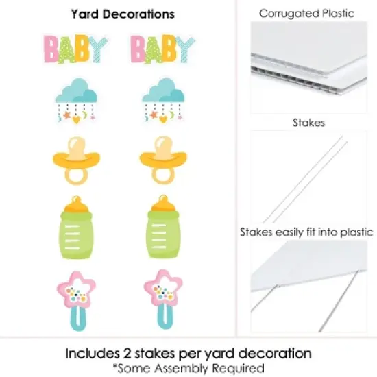 Big Dot of Happiness Colorful Baby Shower - Bottle, Rattle, Pacifier, Rain Cloud Lawn Decor - Outdoor Gender Neutral Party Yard Decorations - 10 Piece image {4}