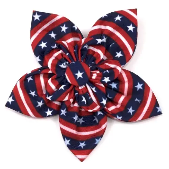 The Worthy Dog Bias Stars and Stripes Flower Adjustable Collar Attachment Accessory image {3}