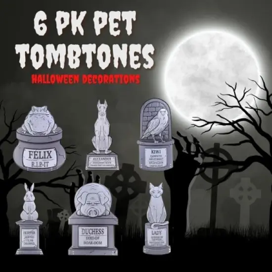 SCS Direct 3D Halloween Metal Tombstone -(6 Designs) (Large 17" w Stakes) -Durable, Weather Rust Proof, UV Printed- Lawn Decor- No Flimsy Headstones image {1}