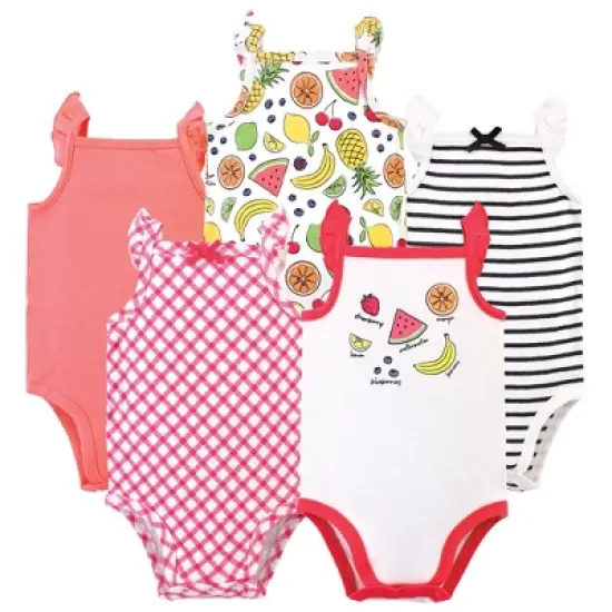 Touched by Nature Baby Girl Organic Cotton Bodysuits 5pk, Fruit image {6}