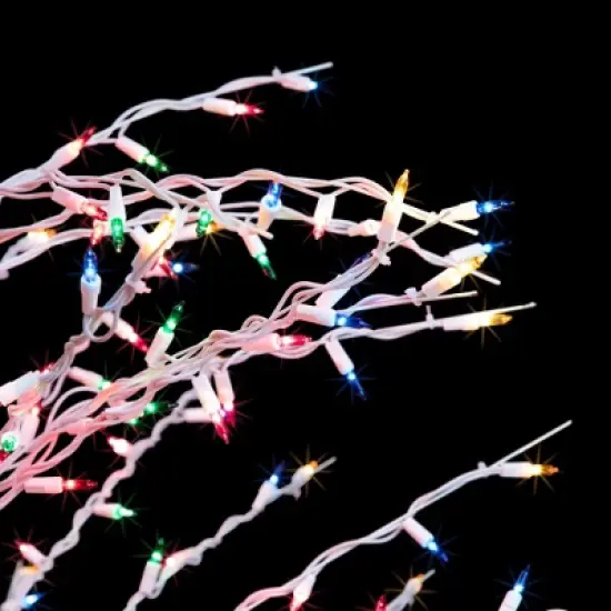 Northlight 6' Prelit Artificial Christmas Tree White Lighted Cascade Twig Outdoor Decoration - Multi-Color Lights image {3}