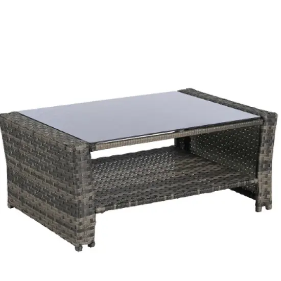 4 Piece Outdoor Wicker Patio Furniture Sets,Rattan Garden Furniture Sofa Set,Poolside Sofas with Cushions and Glass Coffee Table-Coolbibila image {5}