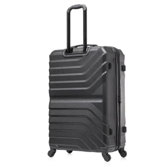 InUSA Aurum Lightweight Hardside Large Checked Spinner Suitcase - Black image {4}