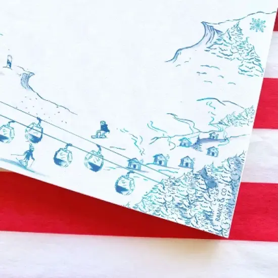 Toile Ski Club 5" x 8" Winter Notepad by Ramus & Co (50 Heavyweight Tear-Off Sheets) image {2}