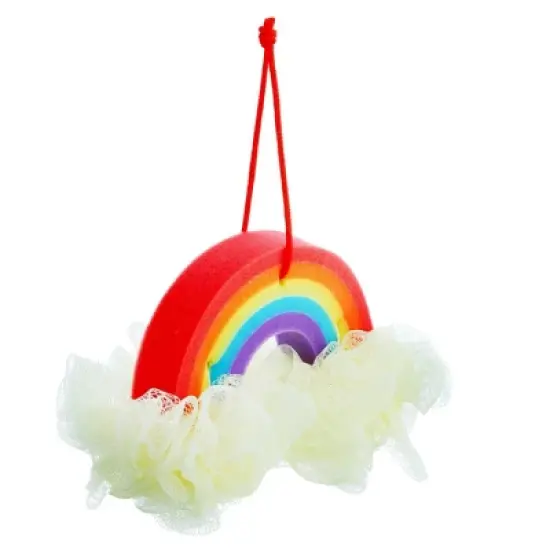 Juvale 3 Pack Rainbow Loofah Body Scrubber, Kids Bath Sponge image {7}