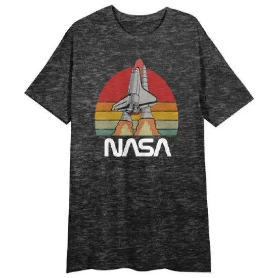 NASA Shuttle Logo Women's Charcoal Heather Gray Short Sleeve Crew Neck Sleep Shirt image {2}
