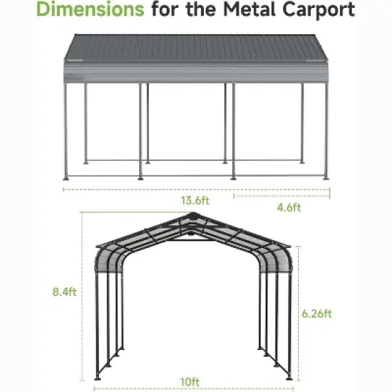 Real Relax Metal Carport, Heavy Duty Car Port, All-Weather Outdoor Storage Trucks, Boats, Cars, Galvanized Steel Roof, Vertical Stripe Design image {5}