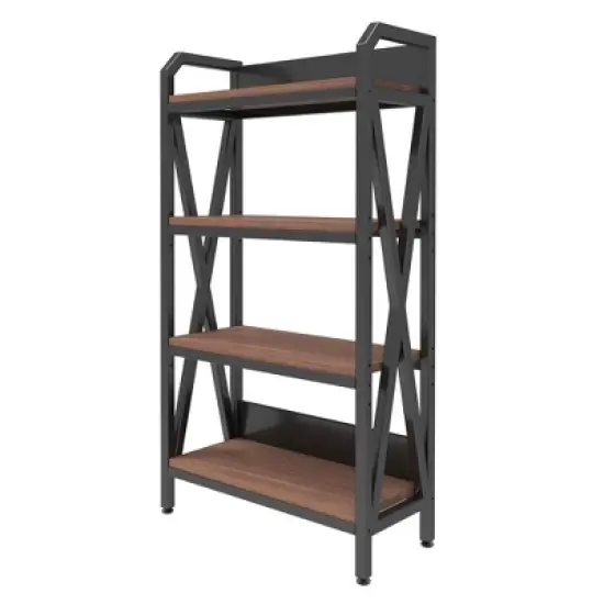 56" Tall Kitchen Bakers Rack, 4 Tier Microwave Stand with Storage, Industrial Bookcase, Freestanding Coffee Bar Station for Spices, Cups, Pots image {5}
