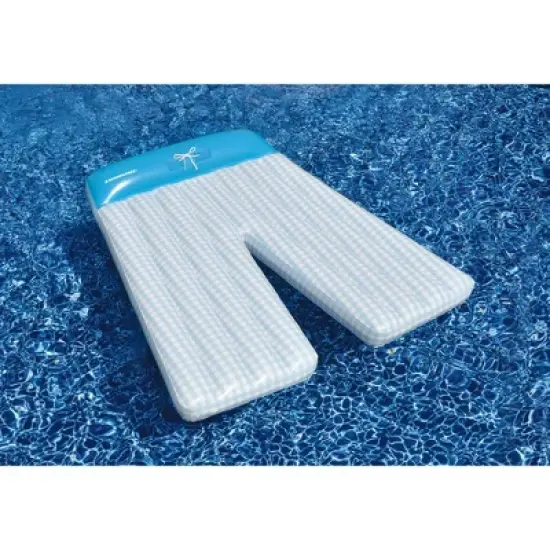 Swimline 77.5" Inflatable Swimming Pool Board Shorts Double Lounger 2-Person Float - Blue/White image {1}