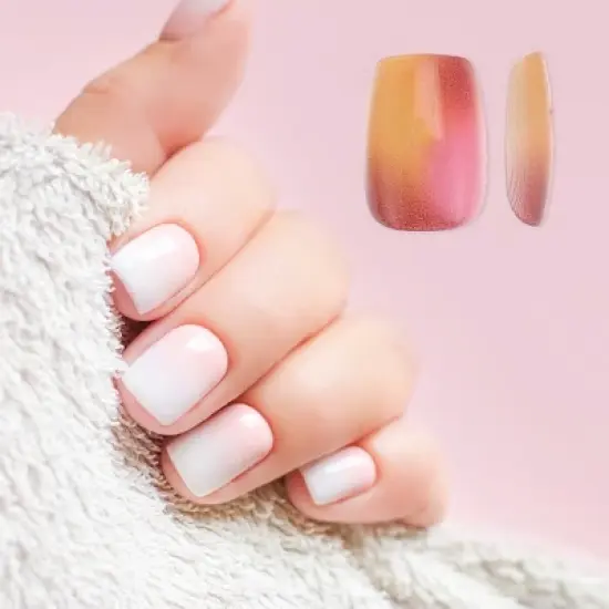 Unique Bargains Women's Full Coverage Fake Nails XS Brown Red 1 Pc image {3}