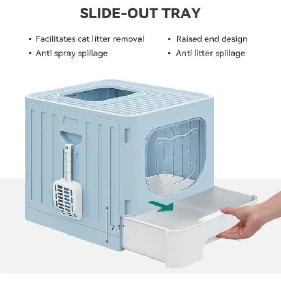 QuestaPack Large Enclosed Cat Litter Box with Cushion, Anti-Splash Closed Litter Boxes with Litter Scoop Front Entry Top Exit Door image {2}