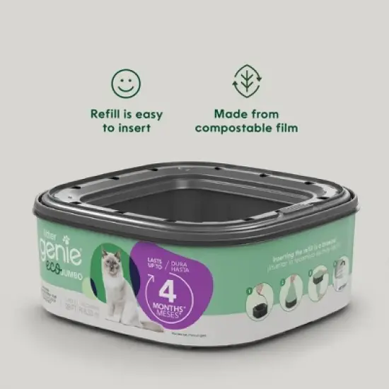 Litter Genie Eco Jumbo Refill Compostable Cats Litter Waste Disposal Bags image {12}