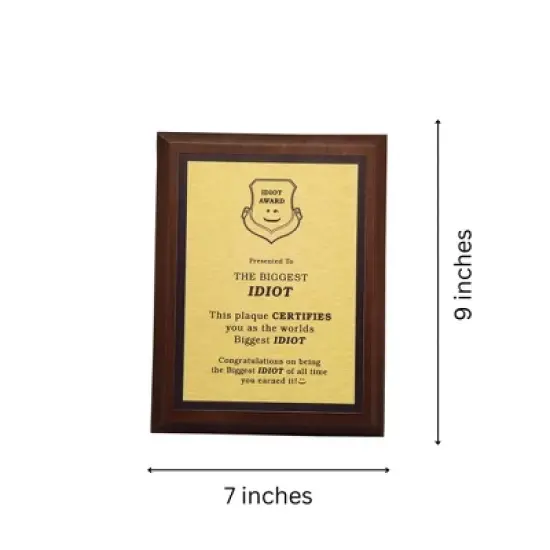 LEMONSODA World's Greatest Plaque (Biggest Idiot) - Gold image {3}