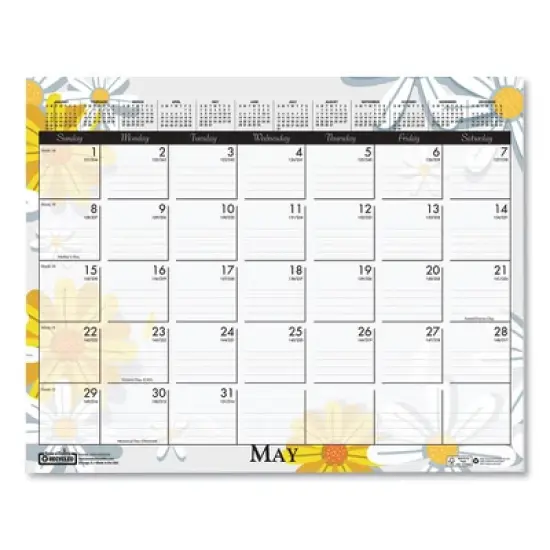 Recycled Wild Flower Wall Calendar, Wild Flowers Artwork, 15 x 12, White/Multicolor Sheets, 12-Month (Jan to Dec): 2026 image {4}