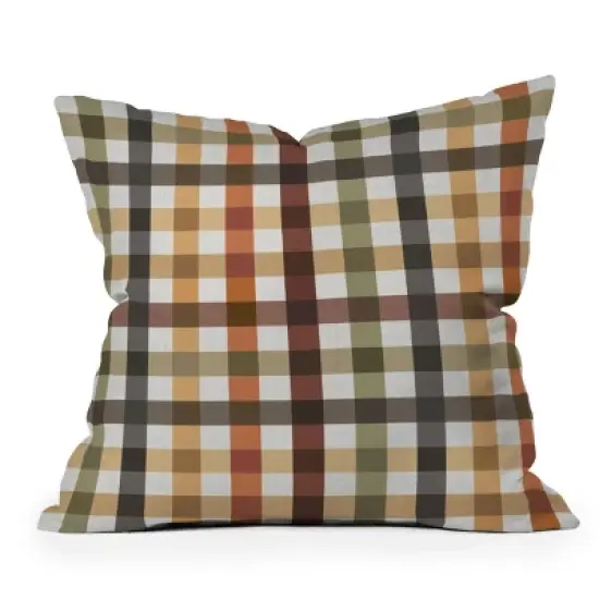 26"x26" Deny Designs Ninola Design Gingham Outdoor Throw Pillow Brown: Abstract Pattern, Polyester, Square Shape, Spot Clean image {4}