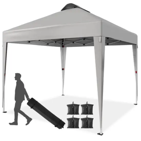 10 x 10 FT Pop Up Canopy Tent, Commercial Portable Canopy with Wheeled Carry Bag, Waterproof Party Tent for Patio, Garden image {7}