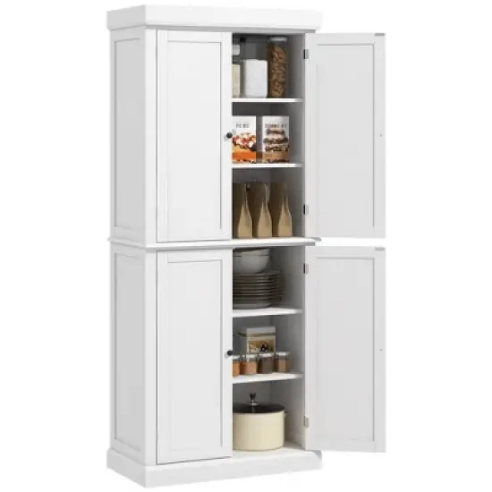HOMCOM Freestanding Modern 4 Door Kitchen Pantry, Storage Cabinet Organizer with 6-Tier Shelves, and 4 Adjustable Shelves image {7}