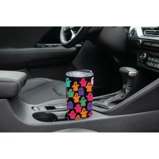 Elanze Designs Little Monsters Ghosts Halloween Wrap-Around Design 20 Ounce Stainless Steel On-The-Go Coffee Mug, Thermal Travel Tumbler with Leak image {2}