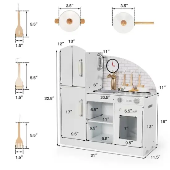 Costway Kids Kitchen Playset Pretend Play Cooking Set w/Vivid Faucet & Telephone image {3}