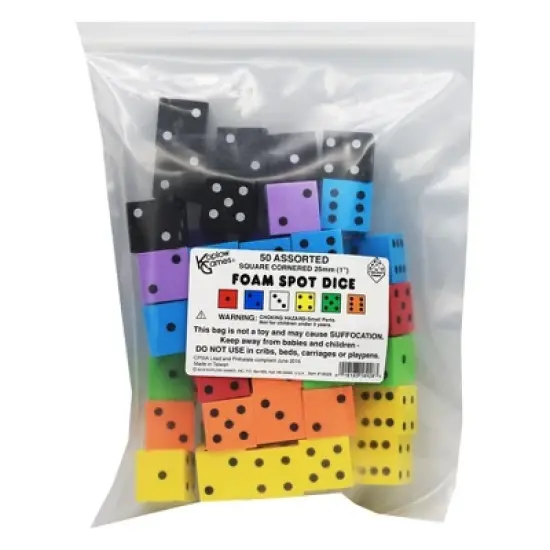 Koplow Games Foam Spot Dice, 1", Assorted Colors, Bag of 50 image {1}
