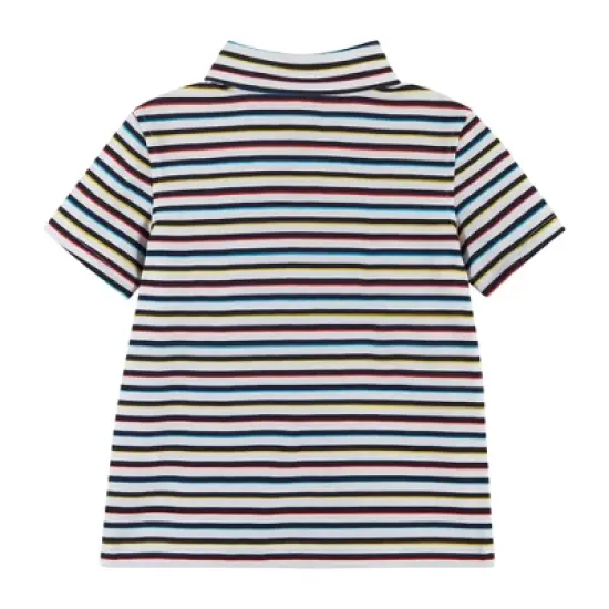 Andy & Evan Kids  Boys Striped Polo Shirt White, Size 6 image {1}