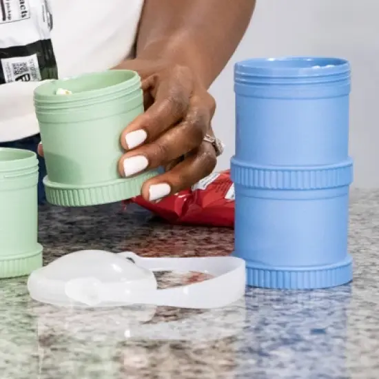 Re-Play Snack Stack with Trap and Travel Lid - Denim - 2pk image {4}