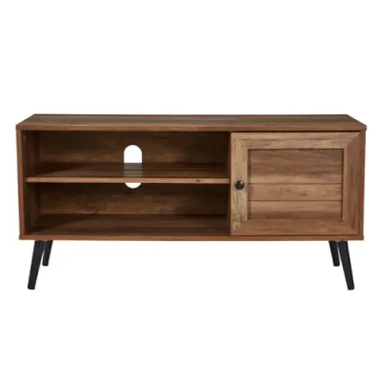 Jomeed Retro Mid Century Modern Wooden TV Entertainment Center Console for TVs with Storage Shelves for Living Rooms and Bedrooms image {5}