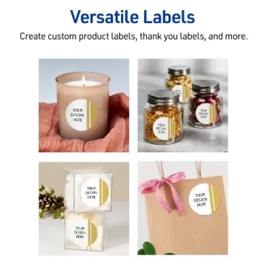 Avery Labels, 2" Diameter, Glossy White, Double-Dipped Gold Edge, 120ct image {5}