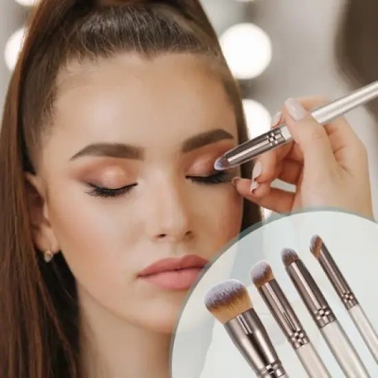 Unique Bargains Makeup Brushes and Sets Champagne Gold Tone 4 Pcs image {1}