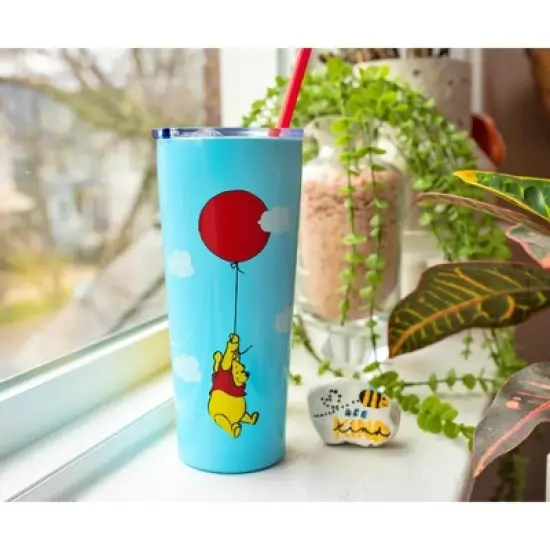 Silver Buffalo Winnie the Pooh Balloon Stainless Steel Tumbler With Straw | Holds 22 Ounces image {5}