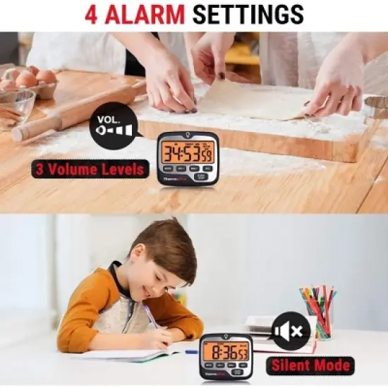ThermoPro TM01W Kitchen Timer with Count Up and Countdown Timers for Cooking, Classroom, Exercise with LCD Screen Touch  Backlight image {2}