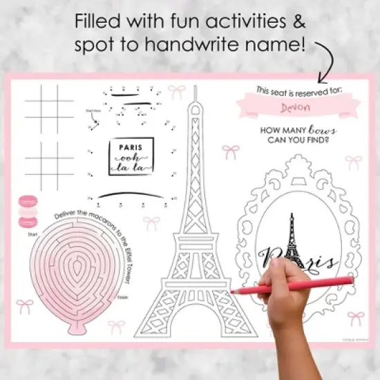 Big Dot of Happiness Paris, Ooh La La - Paper Paris Themed Birthday Party Coloring Sheets - Activity Placemats - Set of 16 image {1}