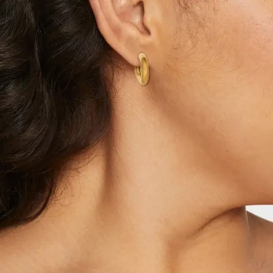 14K Gold Plated Tube Hoop Post Drop Earrings - A New Day&trade; image {1}