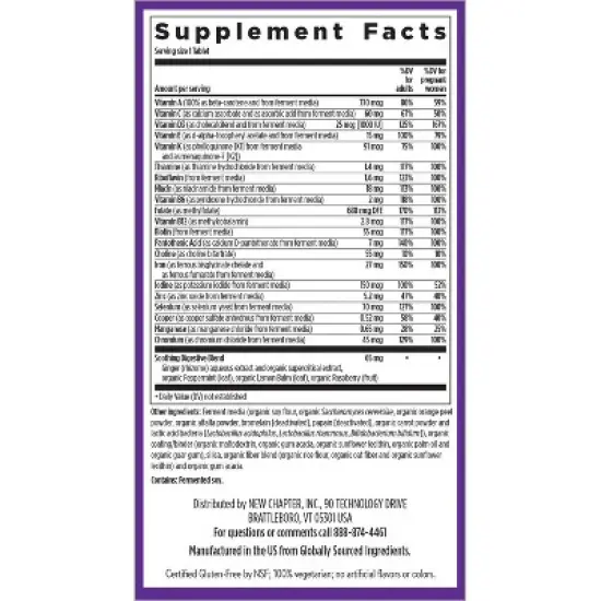 New Chapter Prenatal with Methylfolate + Choline One Daily Multivitamin Tablets - 30ct image {3}