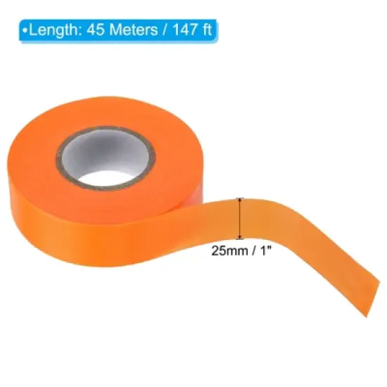 Unique Bargains PVC Non-Adhesive Flagging Tapes for Trail Outdoor 2 Pcs Orange 1" x 147 ft image {1}