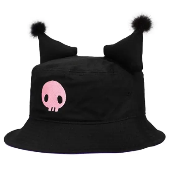 My Melody Kuromi Inspired Black unisex Bucket Hat with ears image {1}