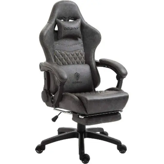Adjustable Gaming Chair with Massage Lumbar Support and Retractable Footrest - Dowinx image {10}