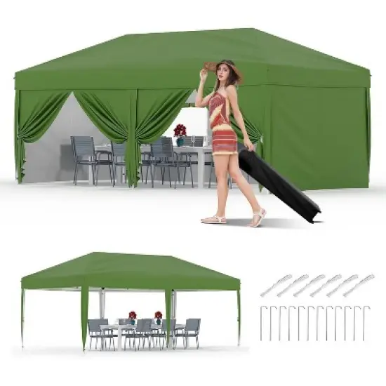 10x20 Pop Up Canopy Tent with 6 Removable Sidewalls, Heavy Duty Outdoor Canopy Tent, Adjustable Height Commercial Instant Tent Shelter image {10}