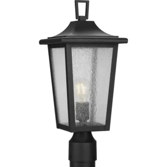 Progress Lighting, Padgett Collection, 1-Light Outdoor Post Light, Textured Black, Clear Seeded Glass. image {1}