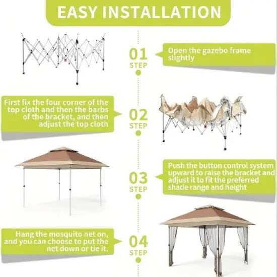 Garvee Pop Up Gazebo, Outdoor Canopy Tent With Mosquito Netting,Curtains image {7}