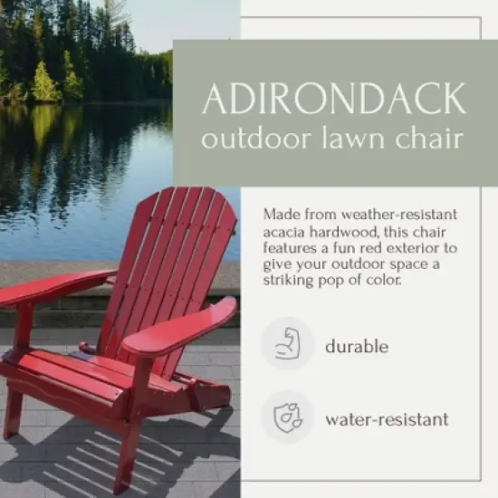 Northbeam Outdoor Portable Foldable Wooden Adirondack Deck Lounge Chair image {1}