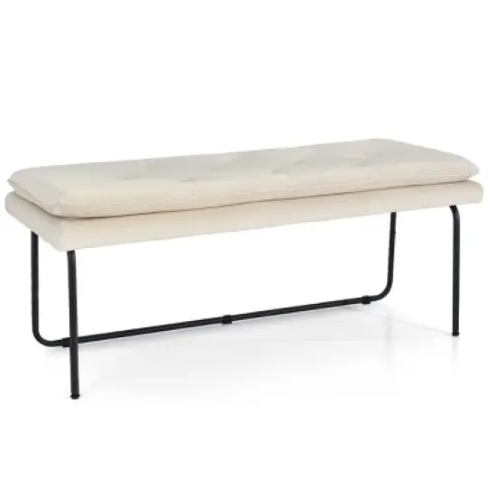 Nano 48" Upholstered Modern Double Layered Cushion Bedroom Bench - The Pop Maison image {1}